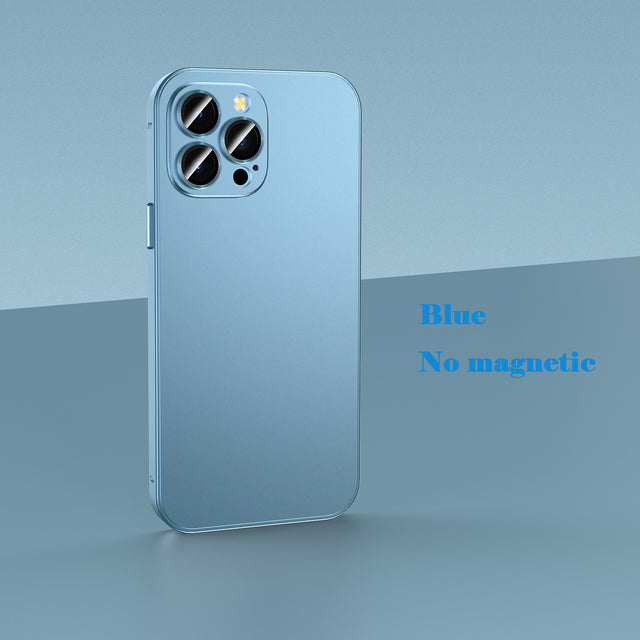 Luxury Magnetic Aluminum iPhone Case - Slim Shockproof Frame with Lens Protection Wireless Charging Metal Bumper Cover