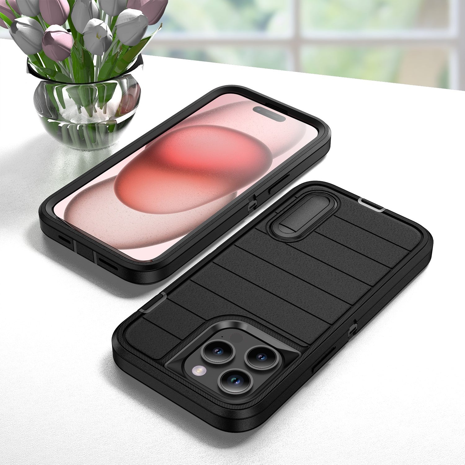 Heavy-Duty Shock Absorption Case – Full-Body Protective Silicone Rubber Cover for iPhone Models