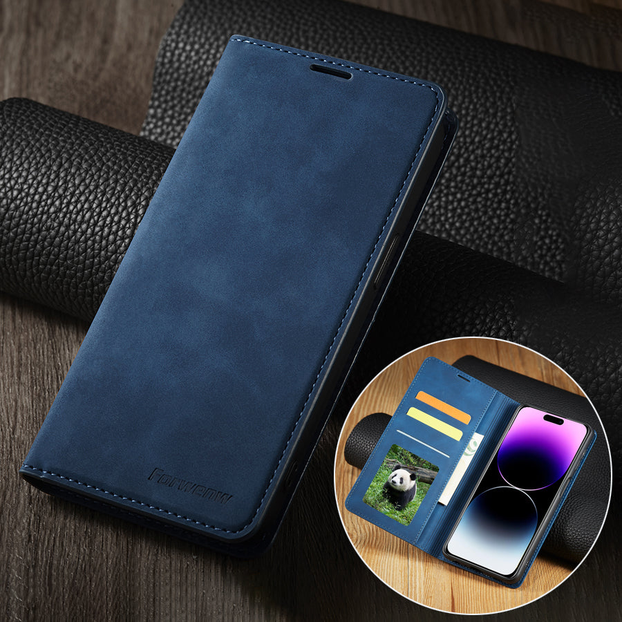 Thin Suede Leather Wallet Case – Flip Cover with Strong Magnet, Card Holder, and Premium Protection for iPhone Models