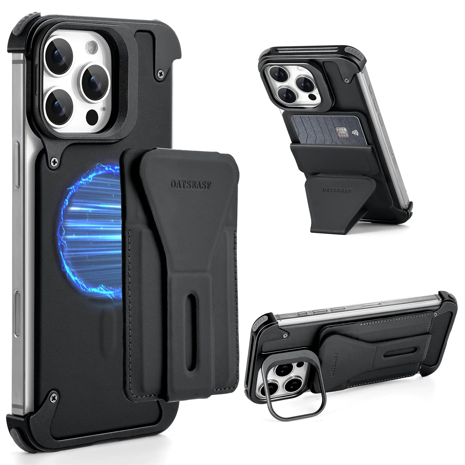 Premium Magnetic Wallet Phone Case – Card Holder, Wireless Charging Compatible, Shockproof Bumper Protection for iPhone