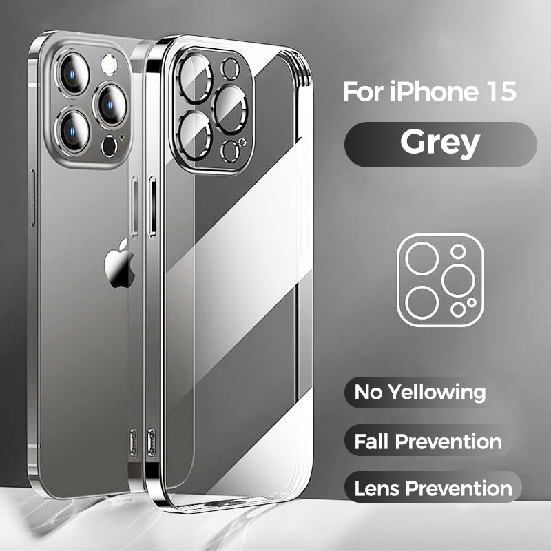 High-Quality Plating Transparent Case - Soft Silicone Shockproof Cover with Lens Protector, Slim & Durable Design | Case for iPhone