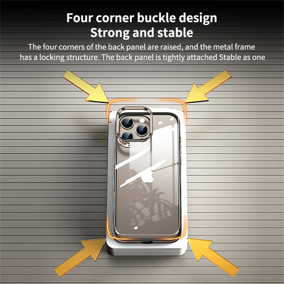 Luxury 2-in-1 Clear Acrylic Case - Ultra-Thin Aluminum Metal Lens Frame, Alloy Bumper, Lightweight Design | Case for iPhone