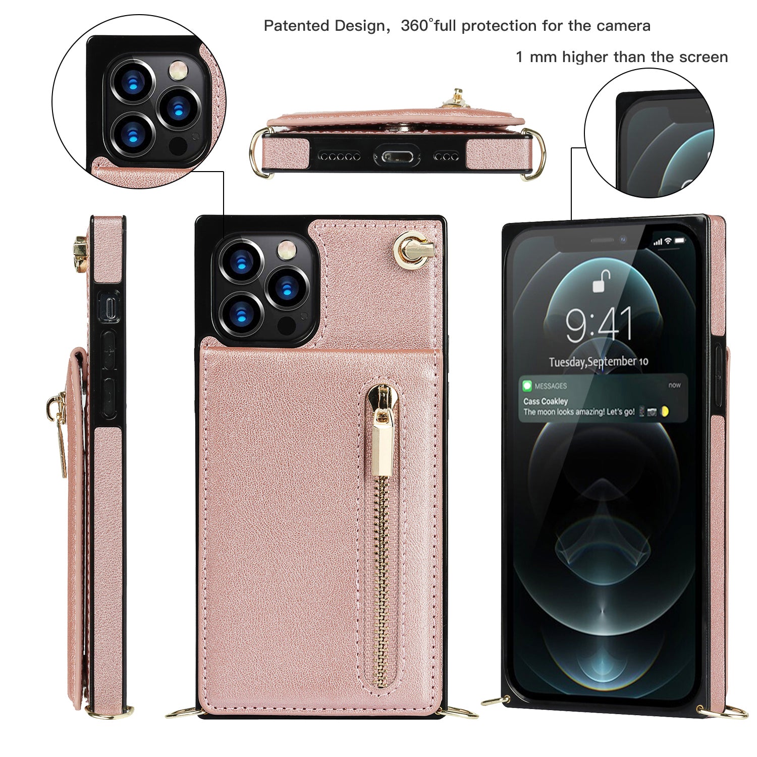 Luxury Zipper Wallet Crossbody Leather iPhone Case – Card Holder, Lanyard Strap, Shockproof Protection, Magnetic Closure, Stylish Flip Cover for iPhone