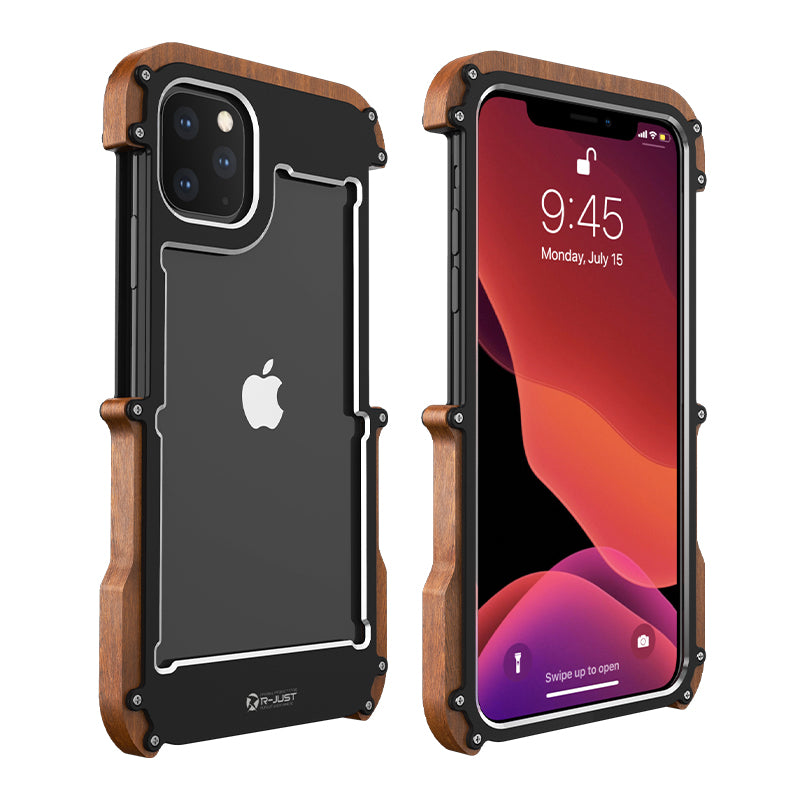 R-Just Luxury Aluminum Phone Case – Tough Shockproof Armor Cover with Screws for iPhone Models, Premium Durable Protection