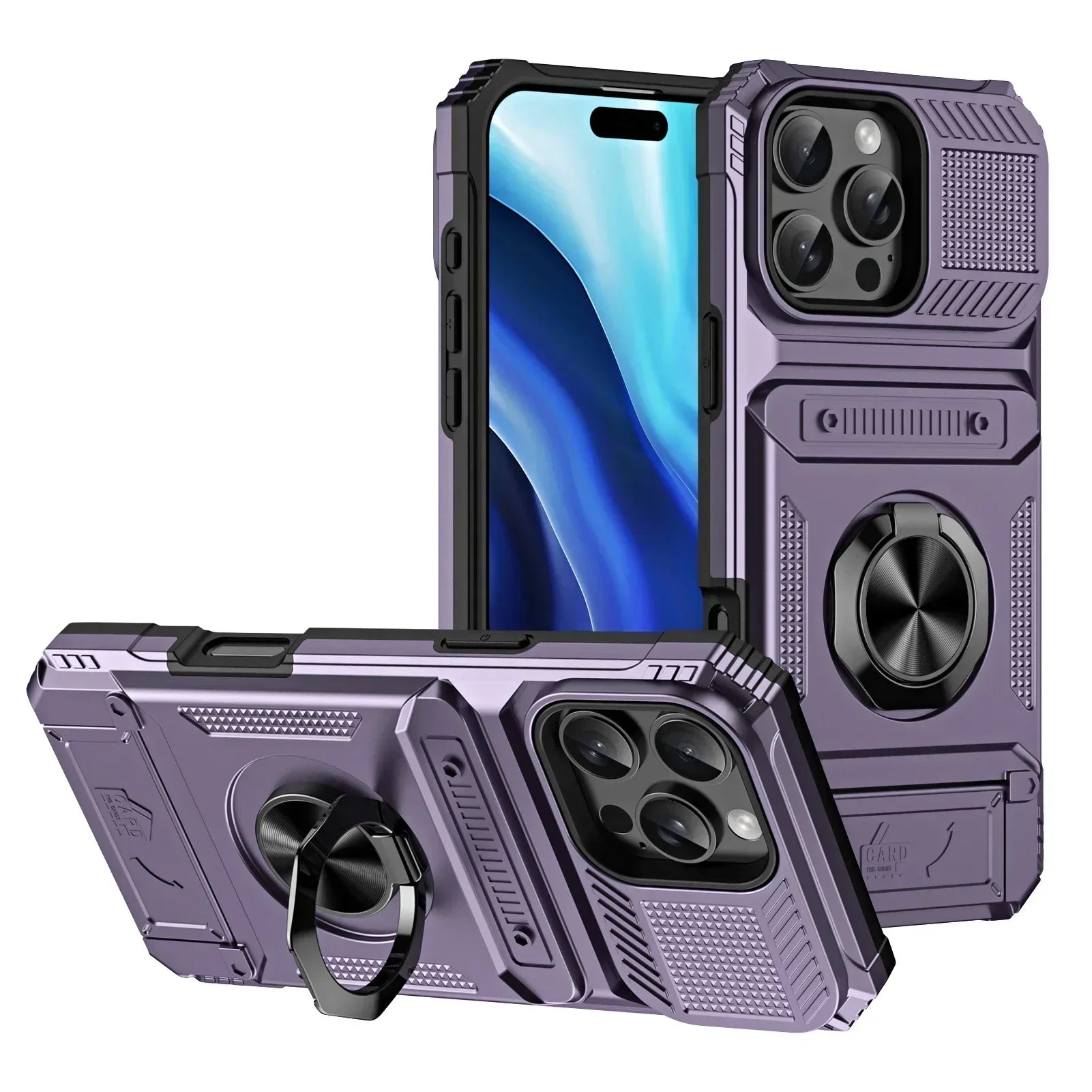 Military-Grade Magnetic Case – Heavy-Duty Drop Protection, Rotating Ring Kickstand Rugged Shockproof Design for iPhone Models