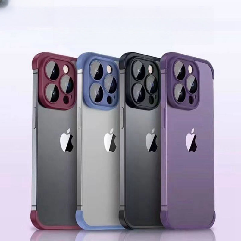 Metal Corner Pads Case – Aluminum Alloy Bumper with Camera Lens Protector, Bare Machine Design, Antifall Protection for iPhone Models