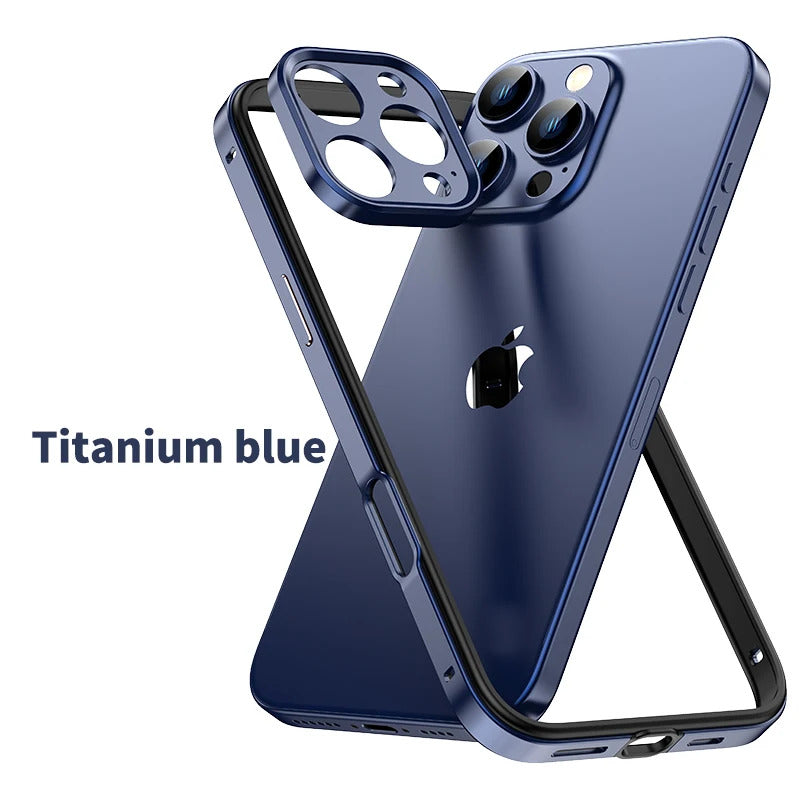 Luxury Hybrid Metal Phone Case - Camera Protection, Silicone Frame, Aluminum Heat-Dissipating Bumper, Shockproof Design | Case for iPhone