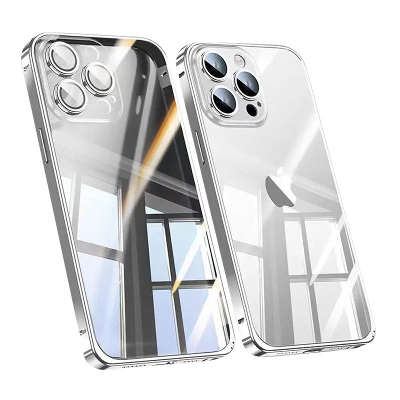 Luxury Magnetic Metal Phone Case – Transparent Back, Aluminum Frame, Shockproof Design Slim Durable Cover for iPhone