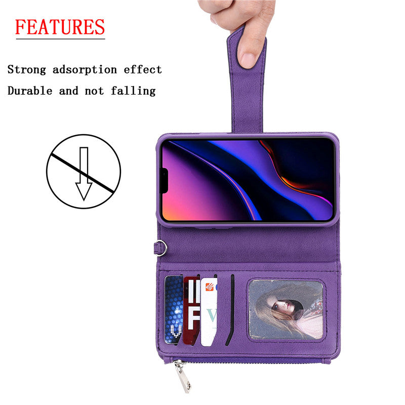 Luxury Magnetic Detachable Wallet Case – Premium Leather Flip Cover, Card Slots, Handbag Design, Stand Feature for iPhone