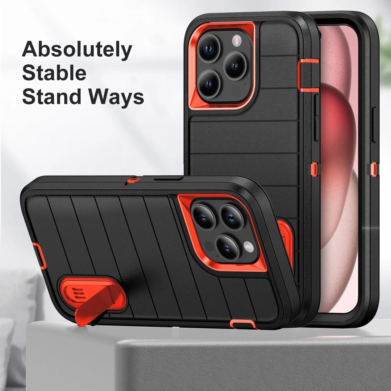 New 3-in-1 Hybrid Defender Case – Kickstand Full-Body Protection Cover for iPhone Models, Rugged and Durable Design