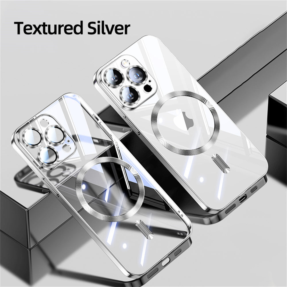 Luxury Magnetic Clear iPhone Case - Slim with Full Lens Protection, Wireless Charging Support, and Durable Plating Finish