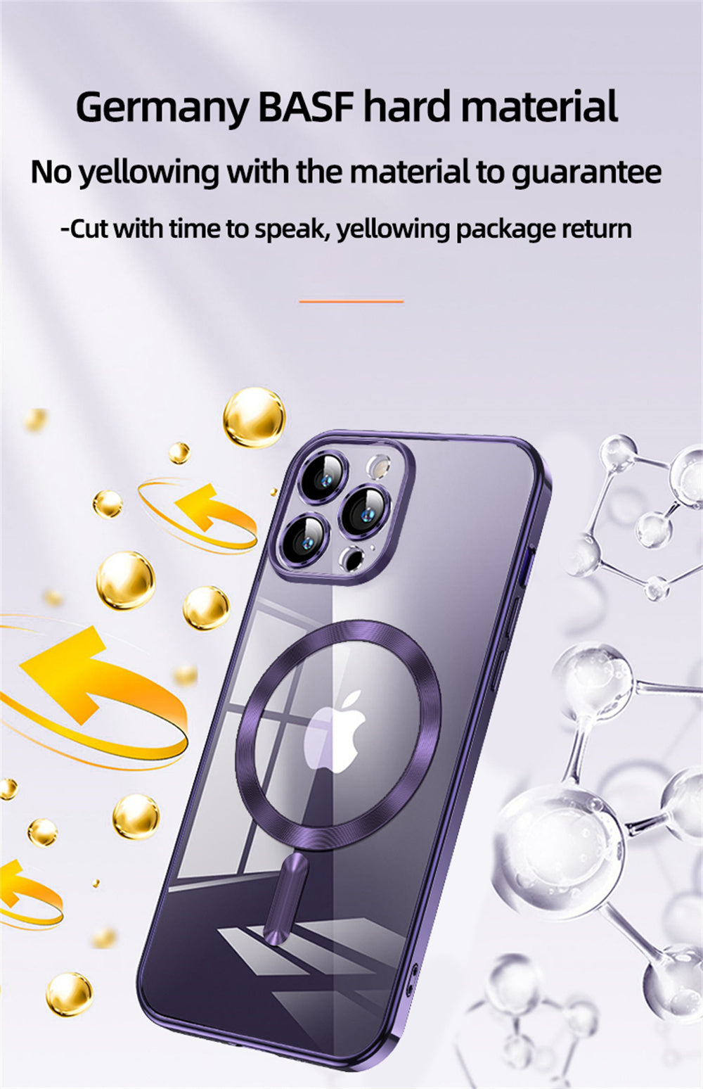 Luxury Magnetic Clear iPhone Case - Slim with Full Lens Protection, Wireless Charging Support, and Durable Plating Finish