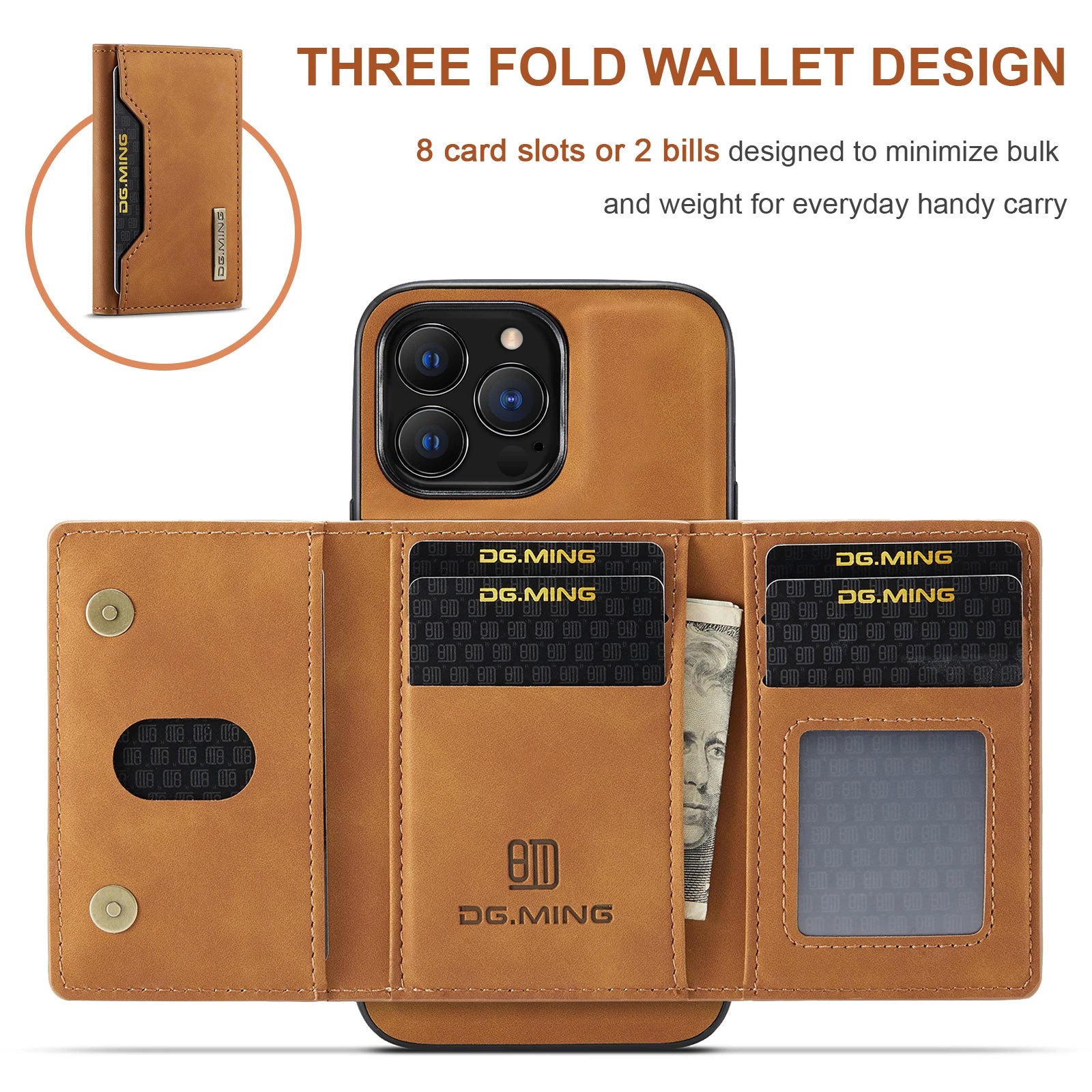 2-in-1 Detachable Magnetic Leather Wallet iPhone Case – Card Holder, Pocket Cover, Shockproof Protection for iPhone Models