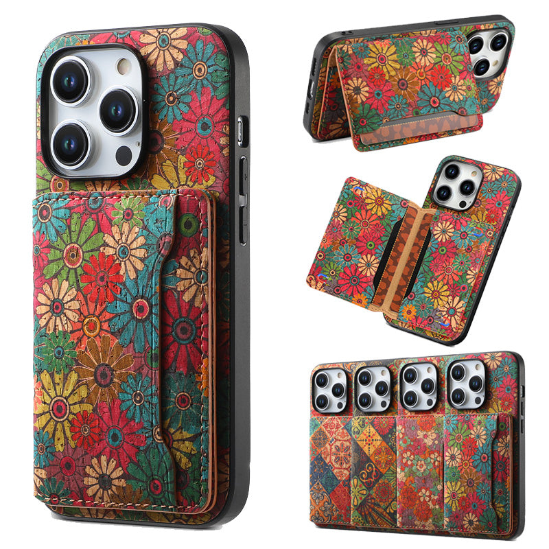 Luxury Flower Pattern Leather Magnetic Wallet Phone Case for iPhone – Card Holder, Stand Function, Protective Back Cover