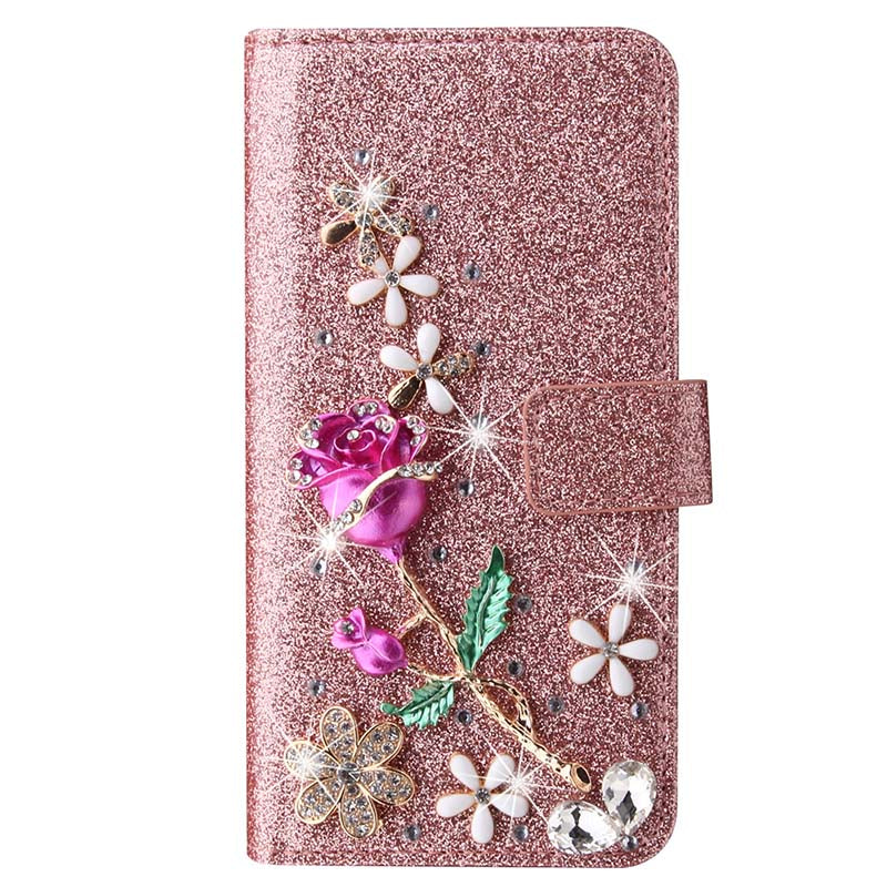 Luxury Flip Glitter Phone Case For iPhone 16 15 14 13 12 Mini 11 Pro XR X XS Max 8 Plus SE 2022 Bling Leather Book Wallet