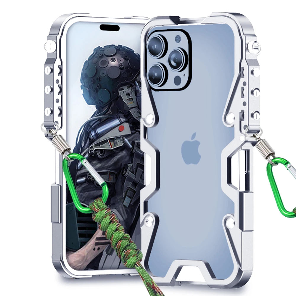 Rough Metal Armor Case – Aluminum Bumper Shockproof Protective Shell for iPhone Models, Durable and Stylish Frame Design