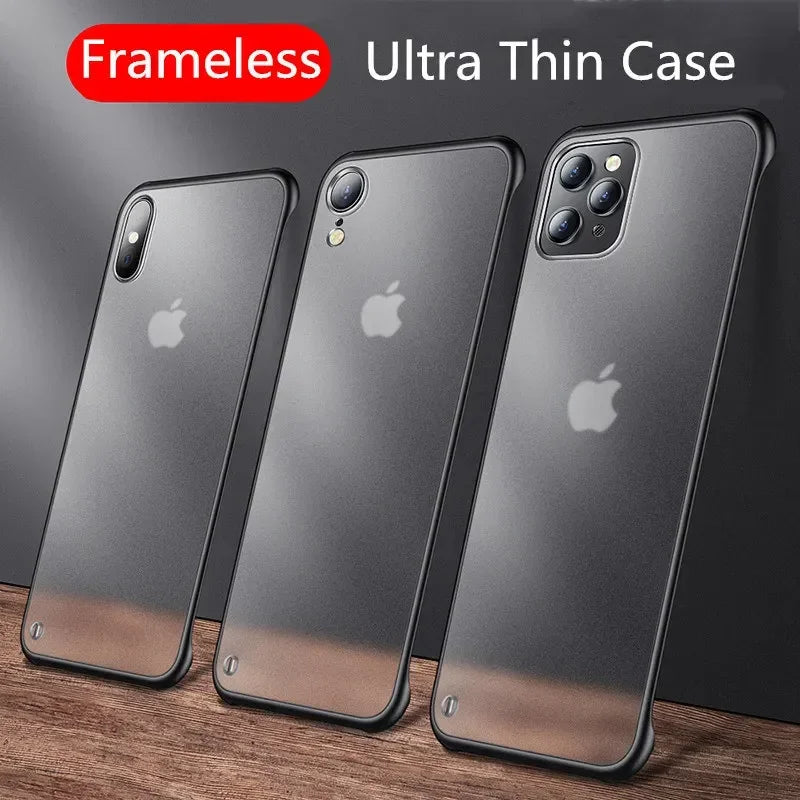 Slim Frameless Phone Case – Matte Plastic Back Cover with TPU Edge, Lightweight and Durable Protection for iPhone Models