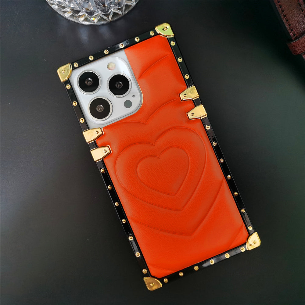 Luxury 3D Love Heart Soft PU Leather Case Shockproof Phone Cover for iPhone 15, 13 Pro Max, 12, 11 Pro, 14 Pro Max XR, XS Max