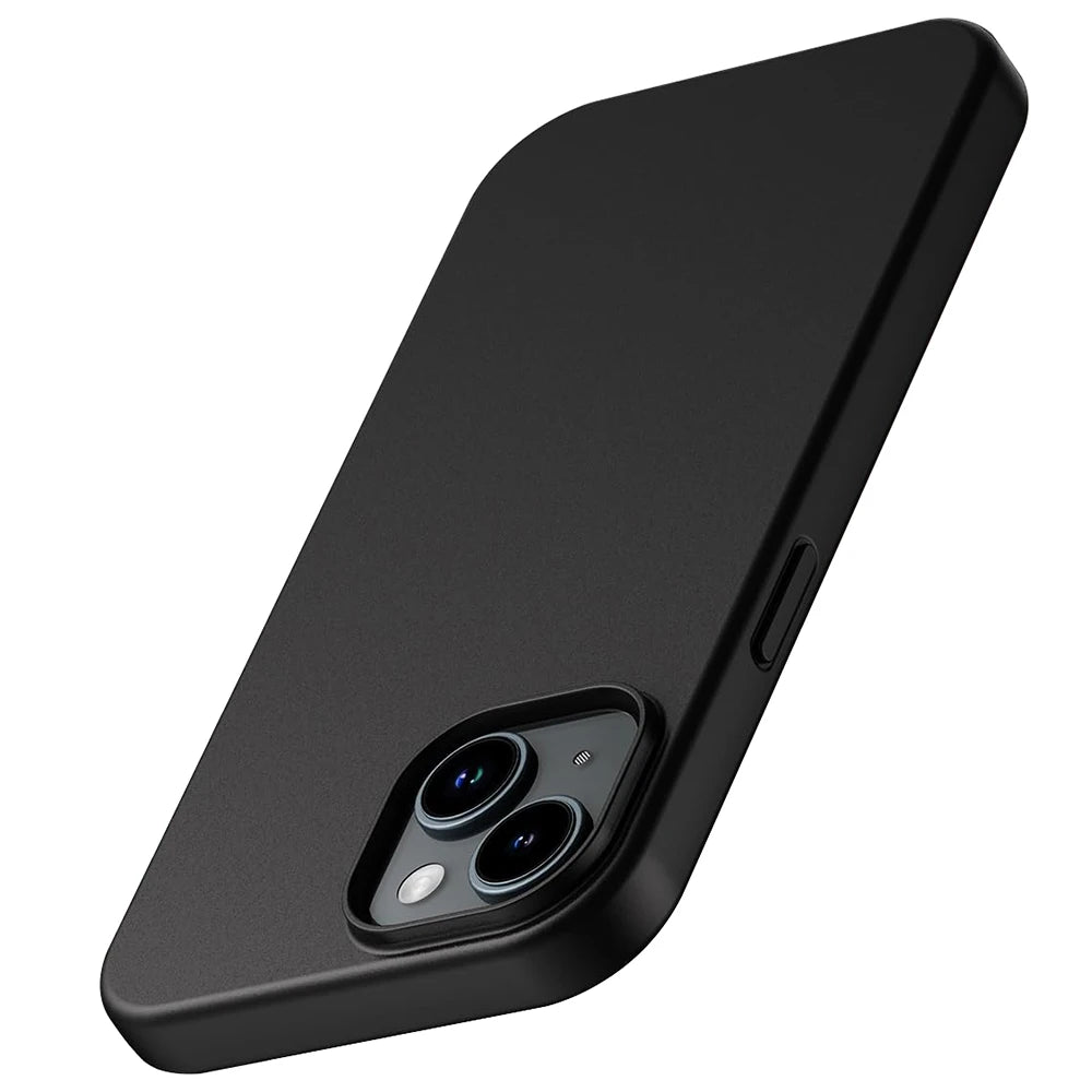 Premium Matte Silicone iPhone Case – Soft Touch, Shockproof, Slim Fit, Solid Black Cover for Full-Body Coverage