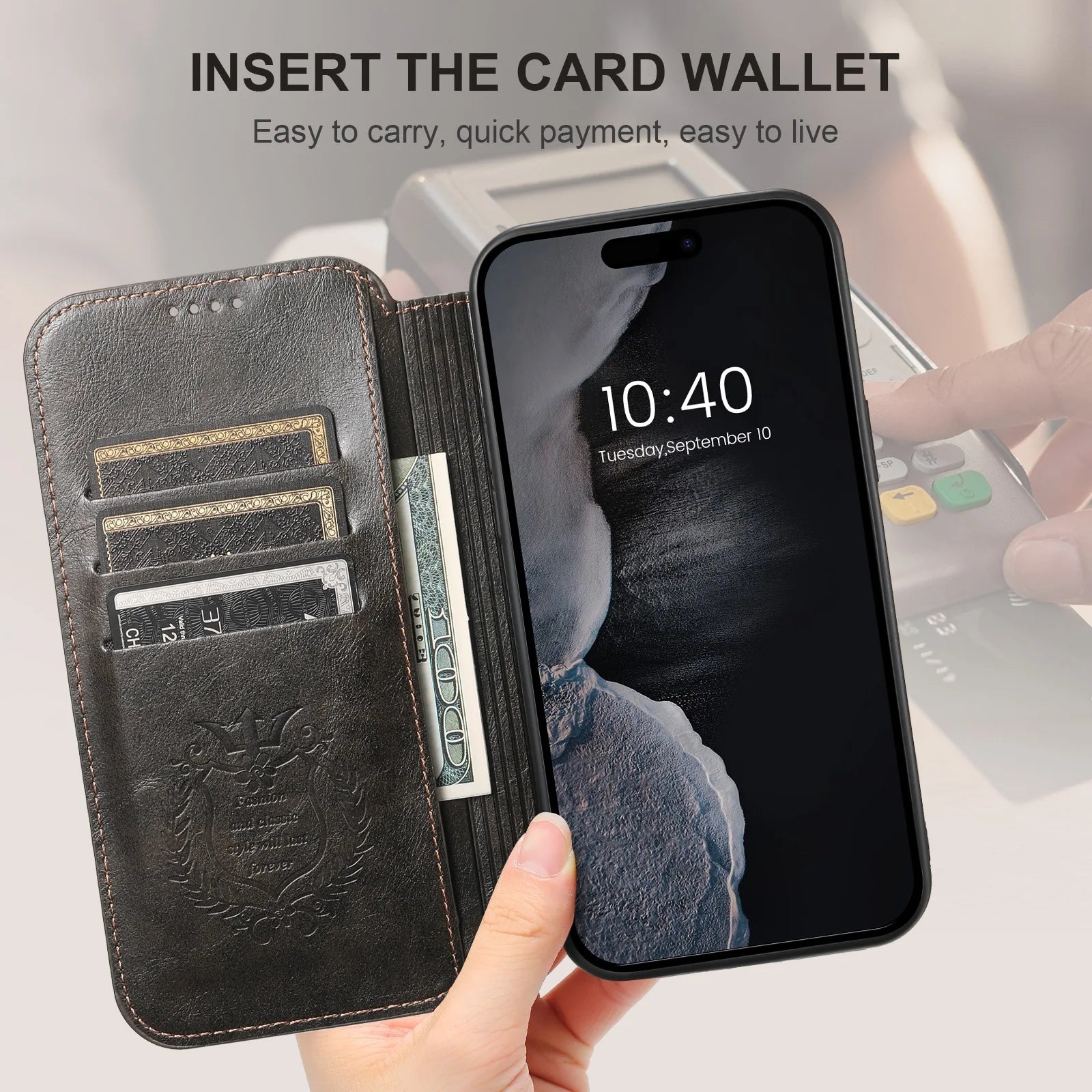 Luxury Leather Magnetic Flip Case – MagSafe Wallet Card Holder, Wireless Charging Compatible, Shockproof Protection, Elegant Design for iPhone Models