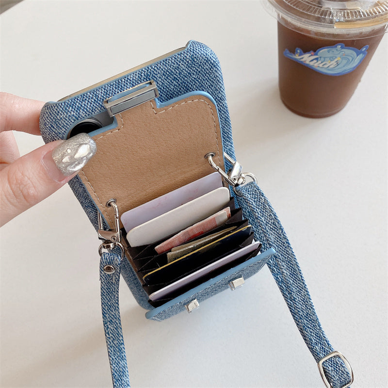 Luxury Leather Wallet Phone Case – Women's Crossbody Purse with Card Pocket, Shoulder Strap, Shockproof Flip Cover for iPhone