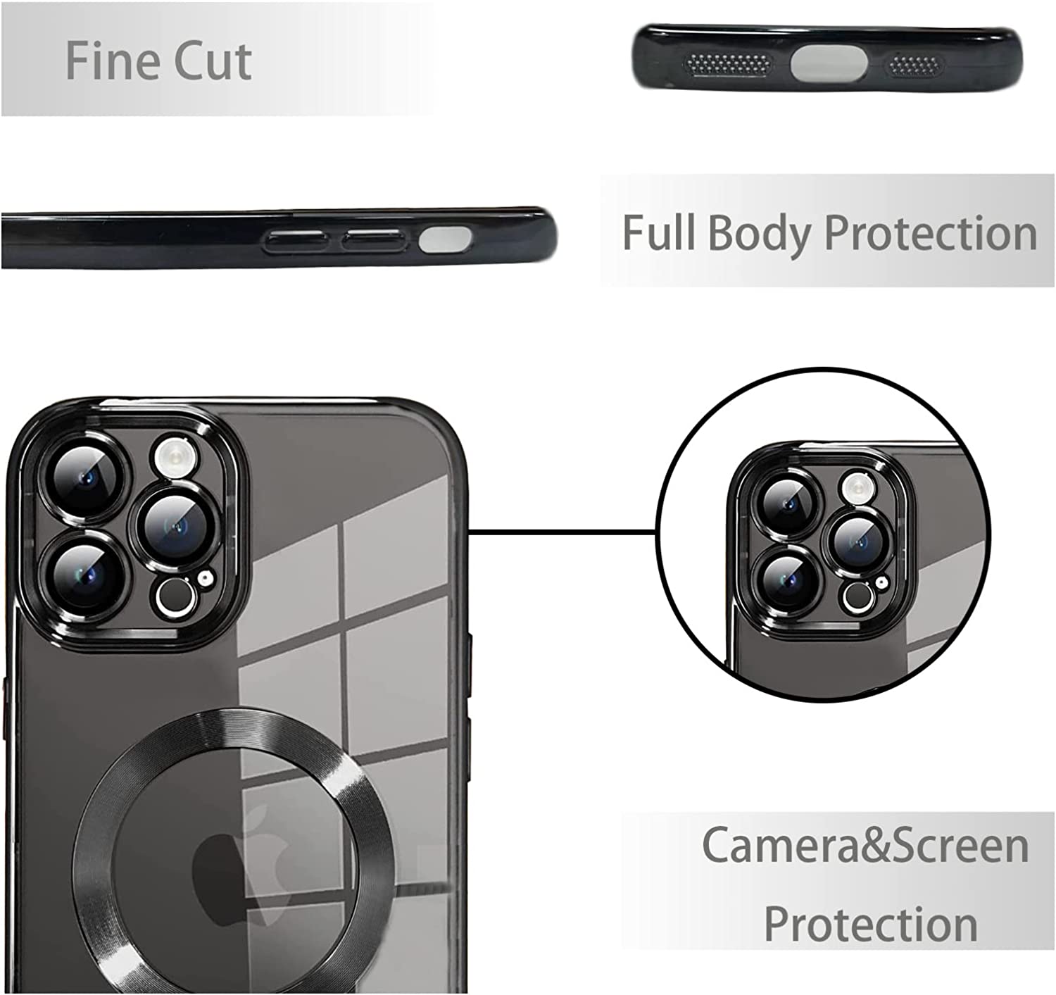 Clear Plating Magnetic iPhone Case - MagSafe Compatible, Lens Protection, Wireless Charging Ready, Slim Transparent Cover | Case for iPhone