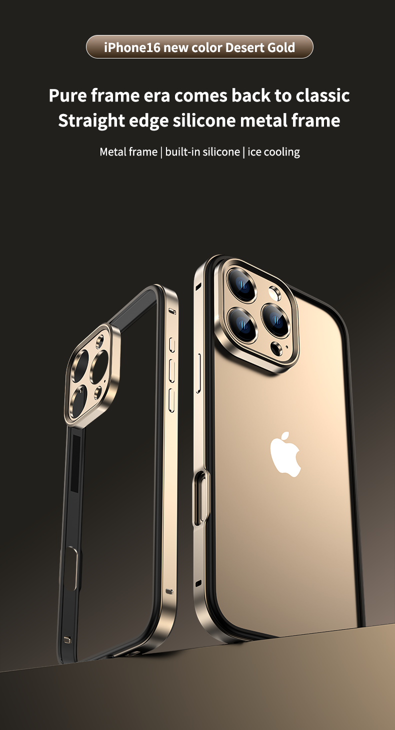 Luxury Hybrid Metal iPhone Case - Camera Protection, Silicone Frame, Aluminum Heat-Dissipating Bumper, Shockproof Design | Case for iPhone