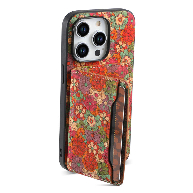 Luxury Flower Pattern Leather Magnetic Wallet Phone Case for iPhone – Card Holder, Stand Function, Protective Back Cover