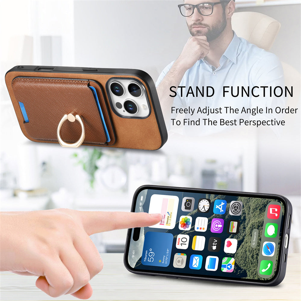 Luxury Detachable Magnetic Wallet Case – Card Holder, Ring Stand, and Shockproof Protection for Secure and Convenient Use