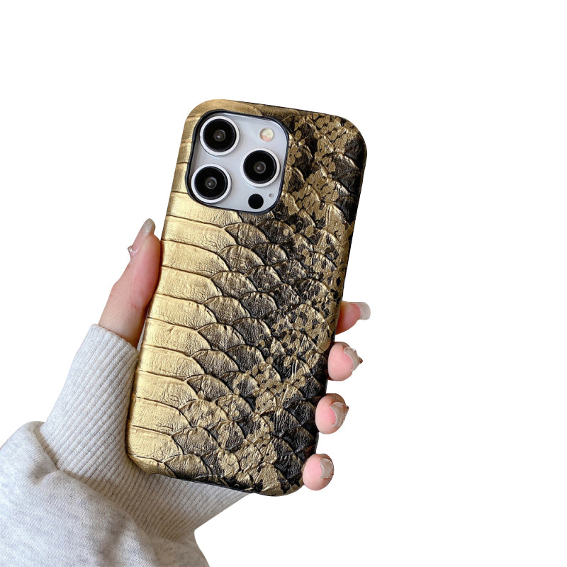 Premium Leather Realistic Snake Skin Texture iPhone Case - PU Seismic Cover, Durable & Stylish Protection for iPhone Models