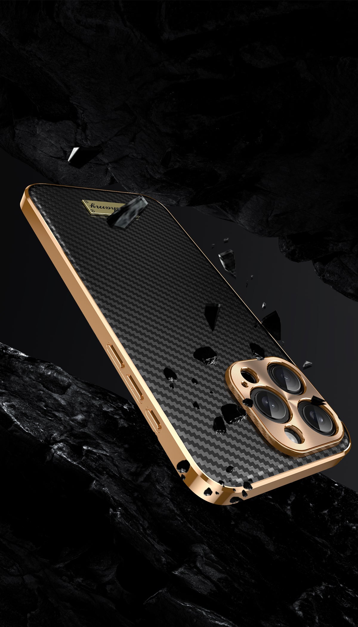 Luxury Carbon Fiber Textured Leather iPhone Case - Shockproof, Alloy Metal Lens, Plating Design, Durable, Slim Fit Protection