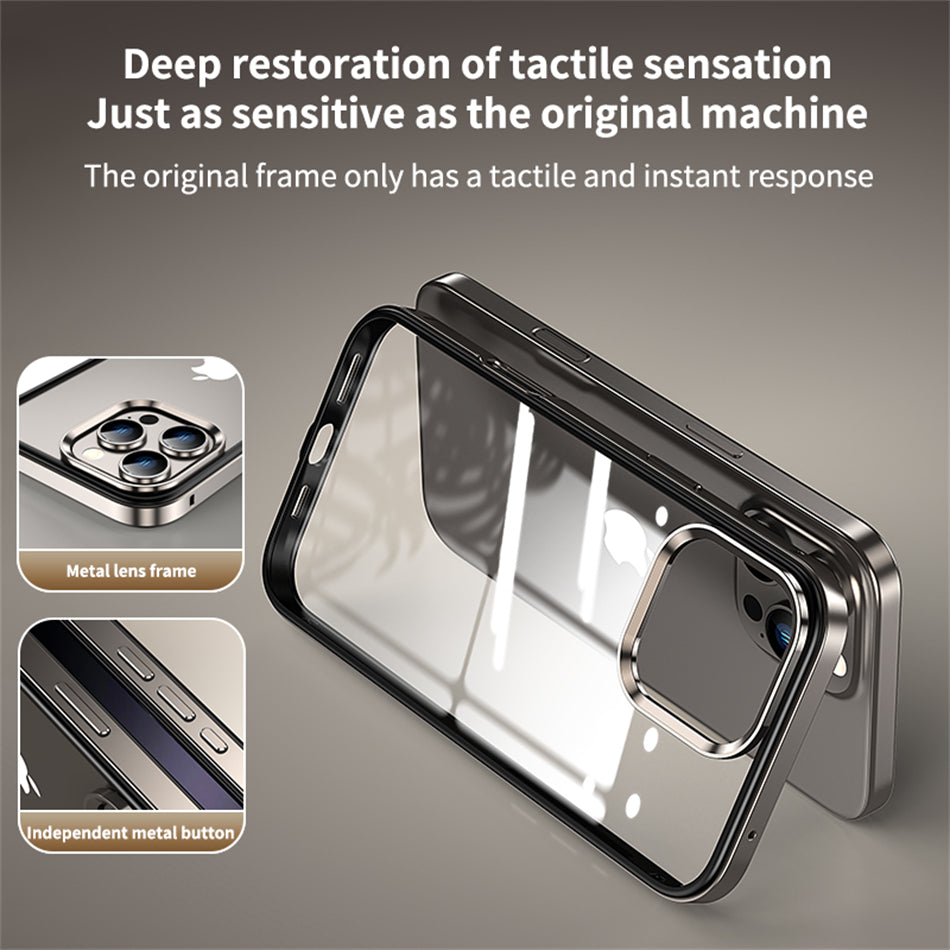 Luxury 2-in-1 Clear Acrylic Case - Ultra-Thin Aluminum Metal Lens Frame, Alloy Bumper, Lightweight Design | Case for iPhone