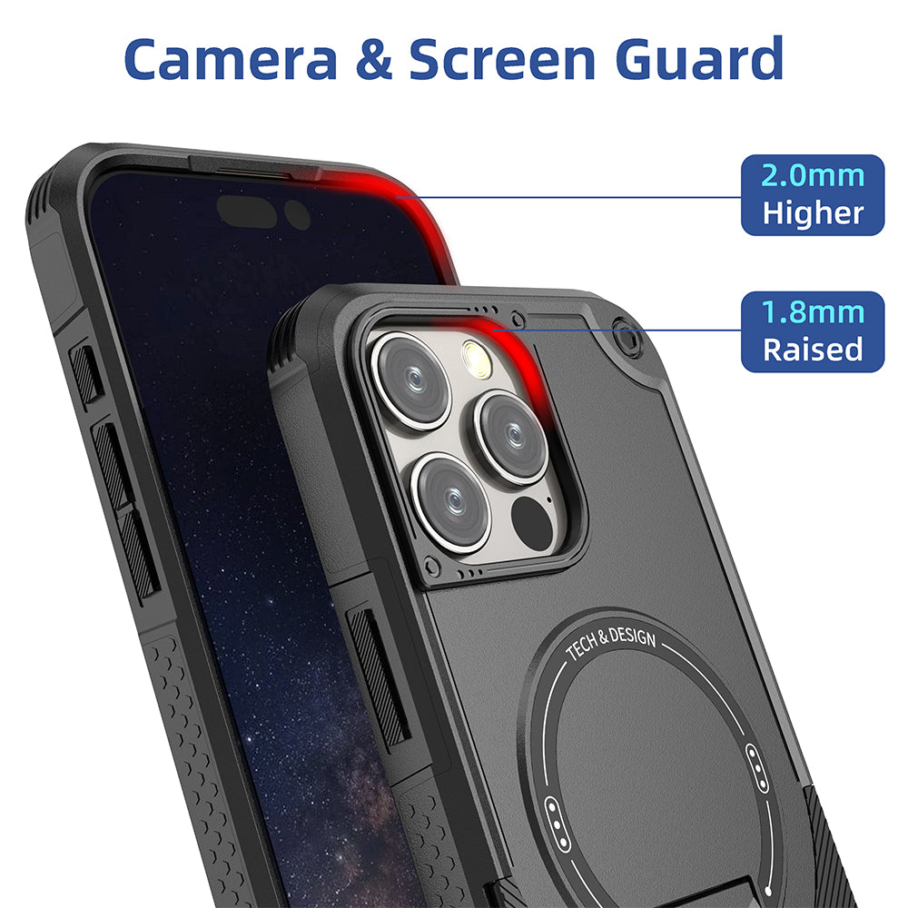 Deluxe Armor Stealth Bracket Case – Magnetic Super Fall Proof, Hard Shell with Lanyard, Heavy-Duty Protection for iPhone Models