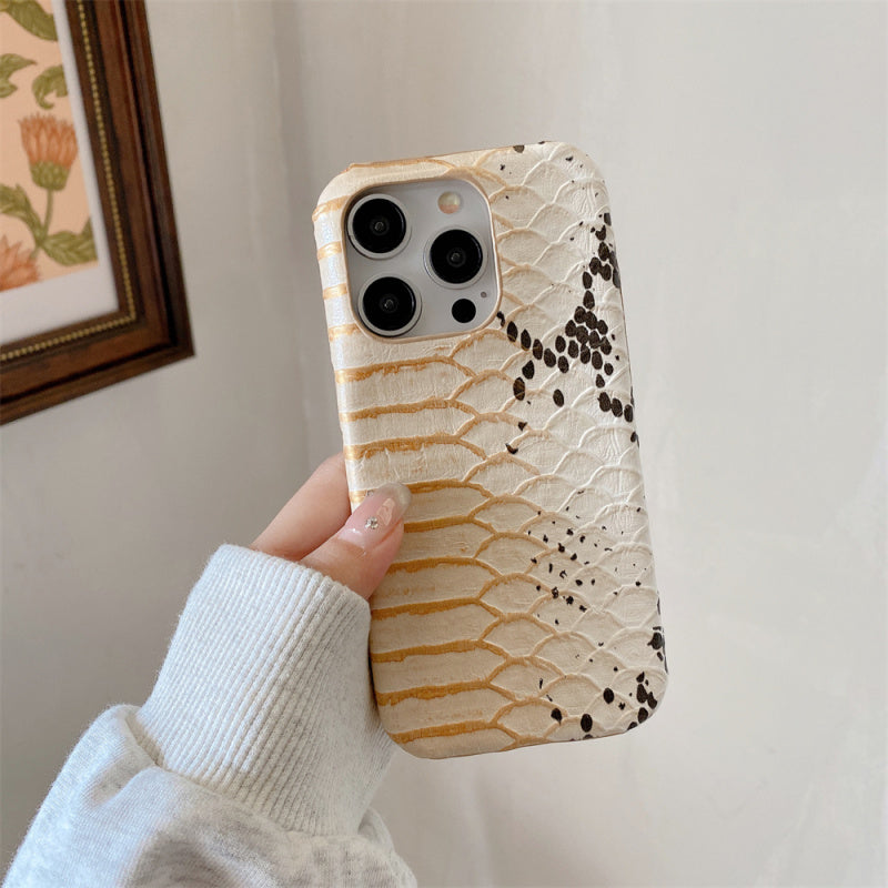 Premium Leather Realistic Snake Skin Texture iPhone Case - PU Seismic Cover, Durable & Stylish Protection for iPhone Models