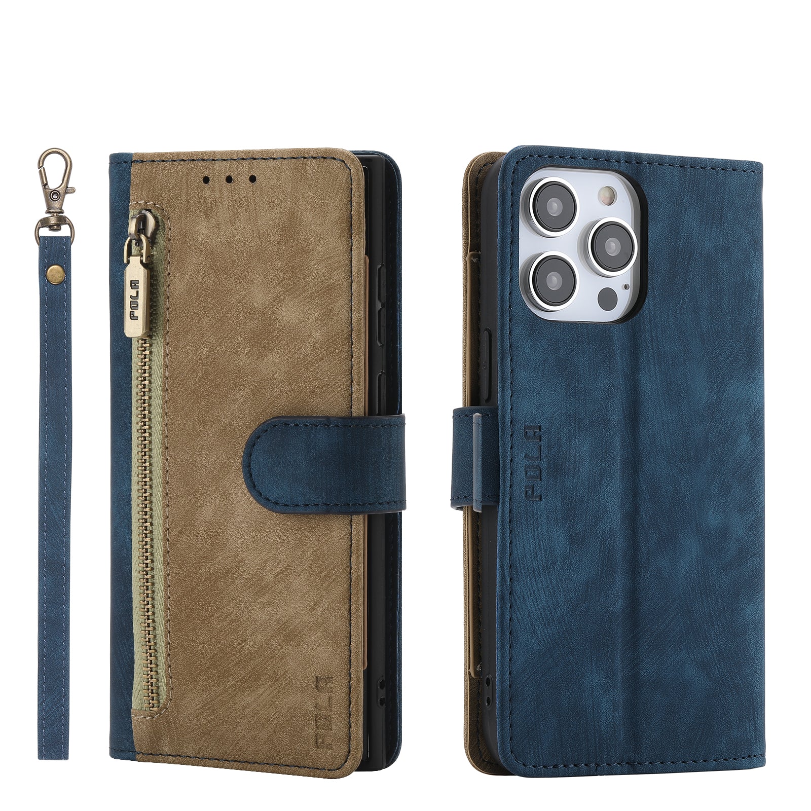 RFID Blocking Leather Wallet Case – Zipper Flip Cover, Card Slot Holder, Magnetic Stand, Shockproof Protection, Premium Design for iPhone