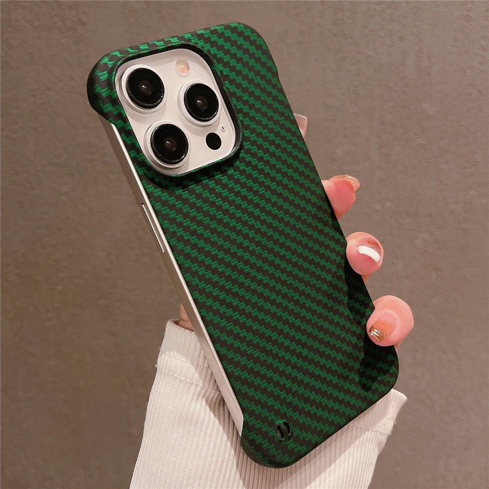 Premium Ultra-Thin Carbon Fiber Pattern Phone Case – Frameless Slim Hard Cover for iPhone Models, Lightweight and Durable