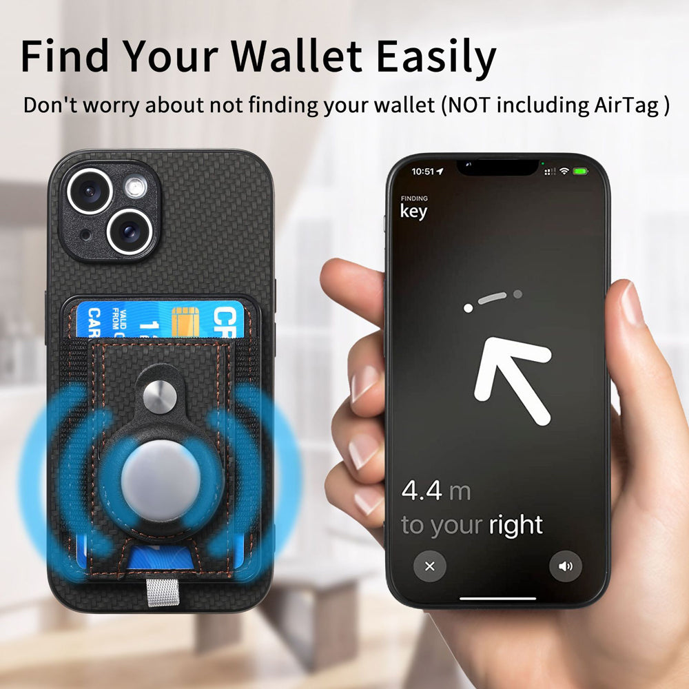 Luxury 2-in-1 Detachable Wallet Case for iPhone Magnetic Card Slot, Airtag Holder, Wireless Charging Stand Premium Protection