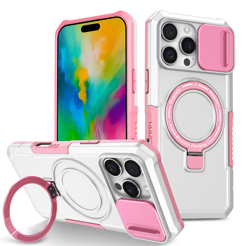 MagSafe Armor Case – Magnetic Holder, Wireless Charging, Slide Camera Protection, Rugged Full-Body Cover for iPhone Models