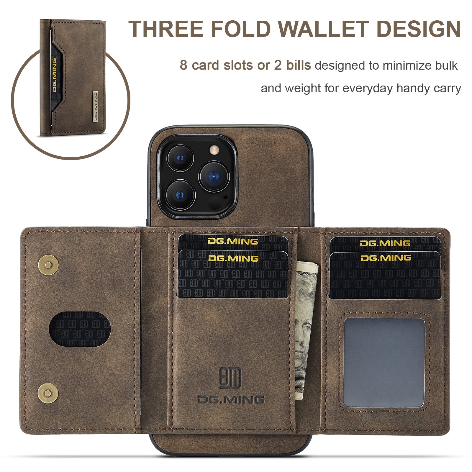 2-in-1 Detachable Magnetic Leather Wallet iPhone Case – Card Holder, Pocket Cover, Shockproof Protection for iPhone Models