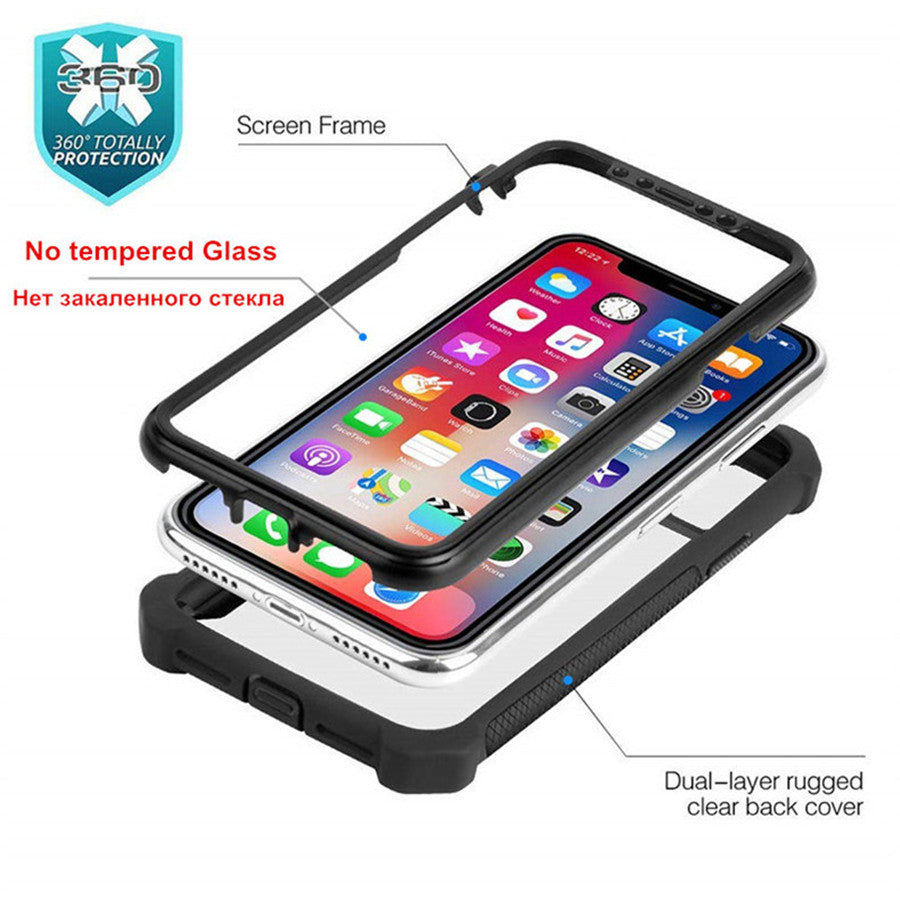 Transparent Hybrid Rugged Phone Case – Anti-Shock Doom Armor Cover for iPhone Models, Durable and Protective Design