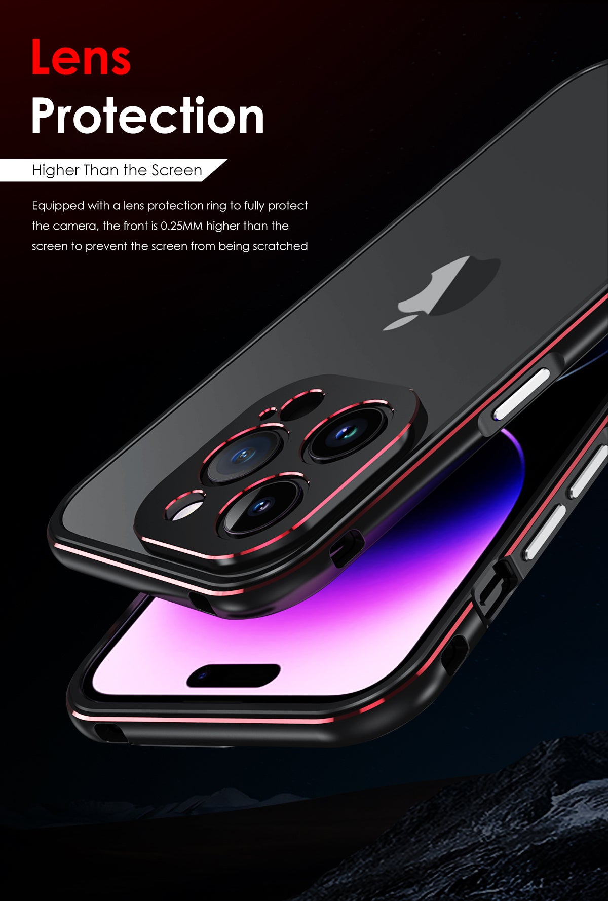 Aluminum Bumper & Metal Lens Frame Case  Shockproof Cover for iPhone Models, Durable and Stylish Protection with Sleek Design