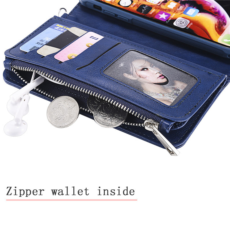 Luxury Magnetic Detachable Wallet Case – Premium Leather Flip Cover, Card Slots, Handbag Design, Stand Feature for iPhone