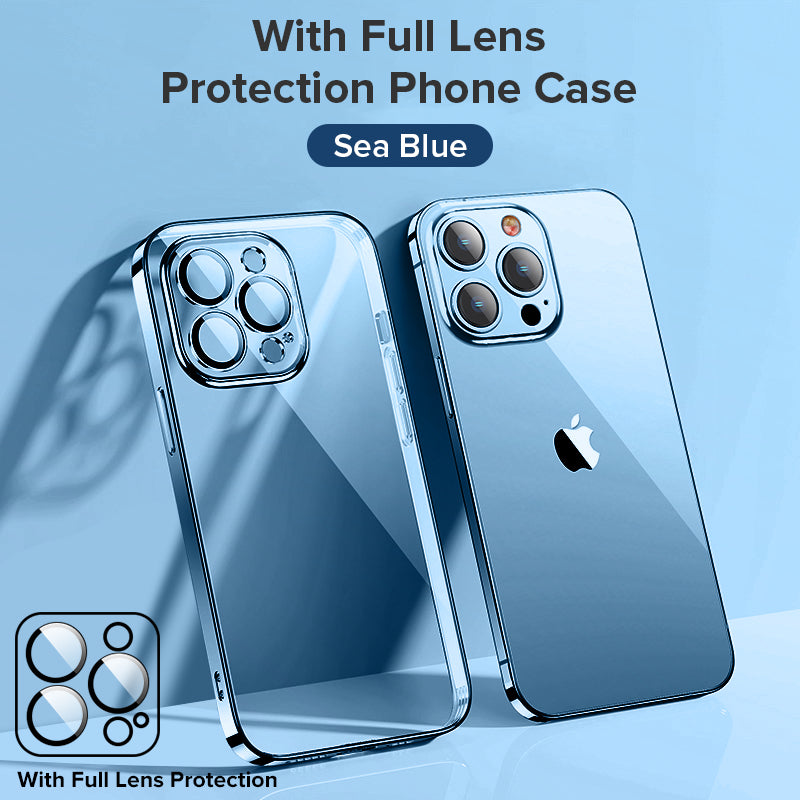 High-Quality Plating Transparent Case - Soft Silicone Shockproof Cover with Lens Protector, Slim & Durable Design | Case for iPhone