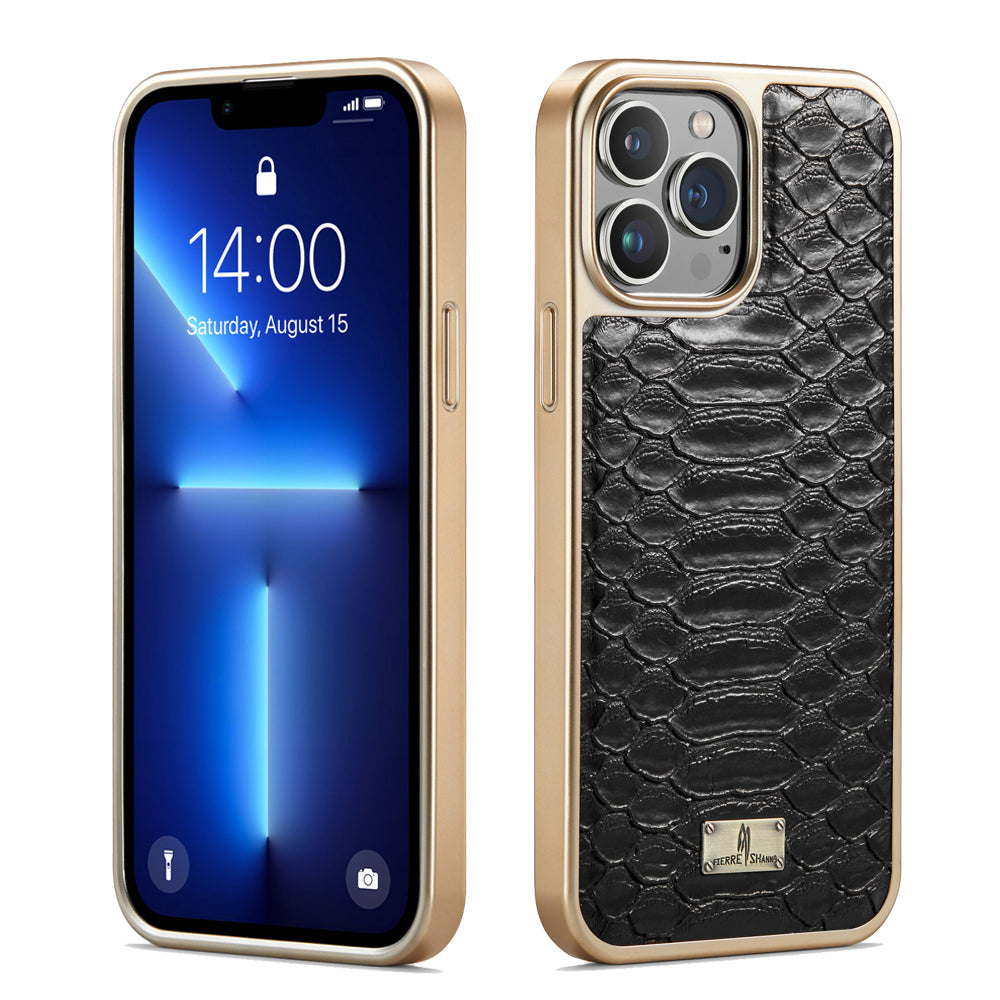 Luxury Leather Plating Shockproof Phone Case - Protective Snake Texture Durable Bumper Design for Enhanced Phone Protection