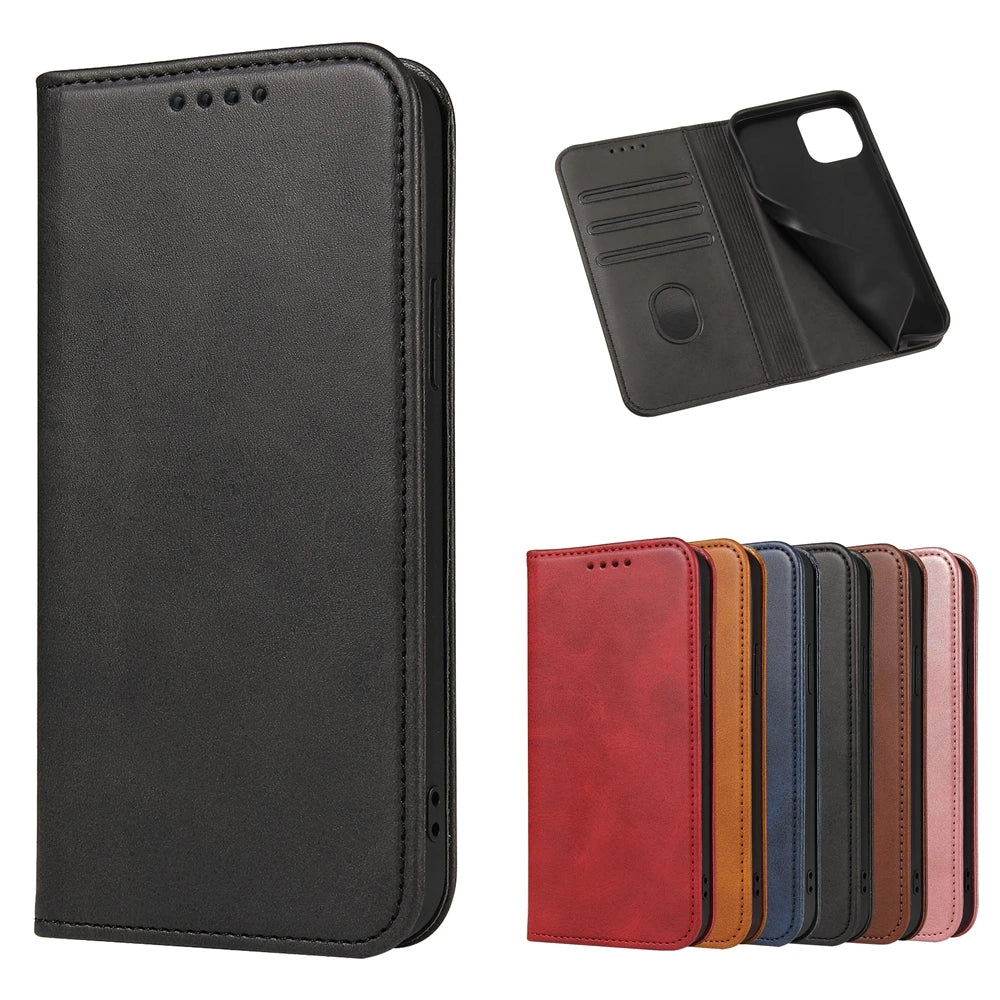 Luxury Magnetic Leather Flip Case – Premium Wallet Cover with Card Slots, Shockproof Protection, and Magnetic Closure for iPhone Models