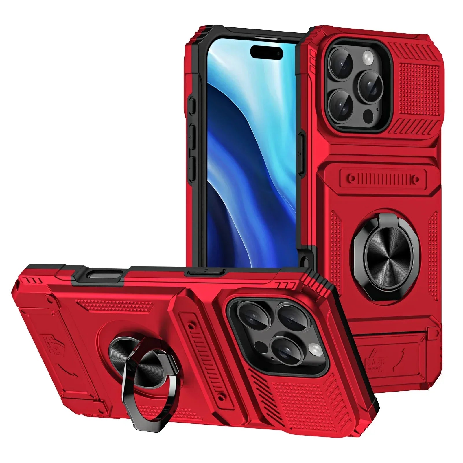 Military-Grade Magnetic Case – Heavy-Duty Drop Protection, Rotating Ring Kickstand Rugged Shockproof Design for iPhone Models