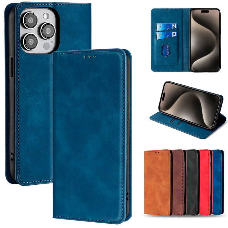 Luxury Magnetic Leather Flip Case – Premium Wallet Cover with Card Slots, Shockproof Protection, and Magnetic Closure for iPhone Models