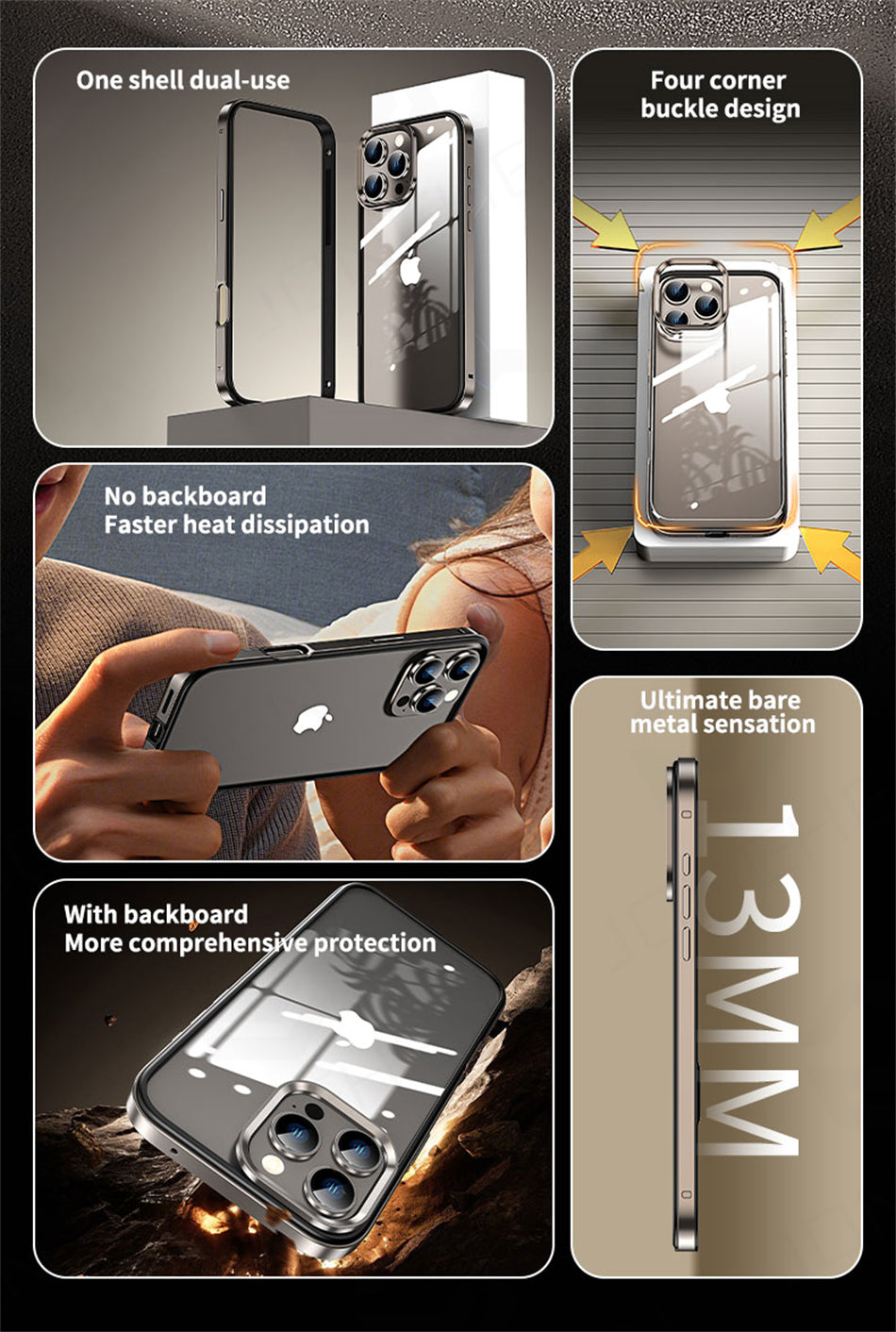 Luxury 2-in-1 Clear Acrylic Case - Ultra-Thin Aluminum Metal Lens Frame, Alloy Bumper, Lightweight Design | Case for iPhone