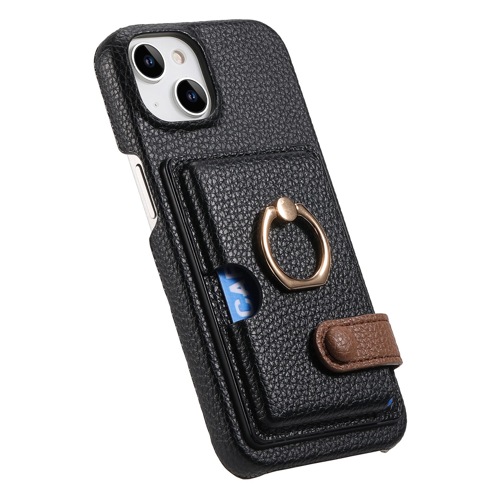 Premium Leather Ring Stand Wallet Case – Shockproof Phone Cover with Card Holder, Magnetic Closure, and Kickstand Support for Hands-Free Convenience