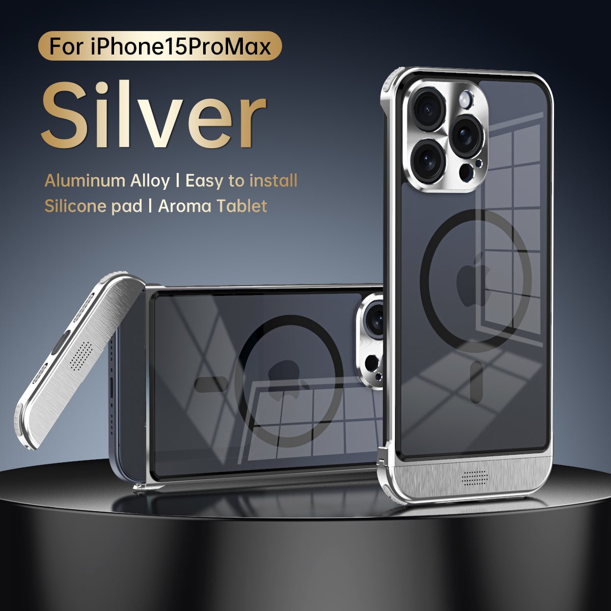 Aluminum Alloy Aromatherapy Magnetic Phone Case – Highly Transparent Backplate MagSafe Cover for iPhone Models